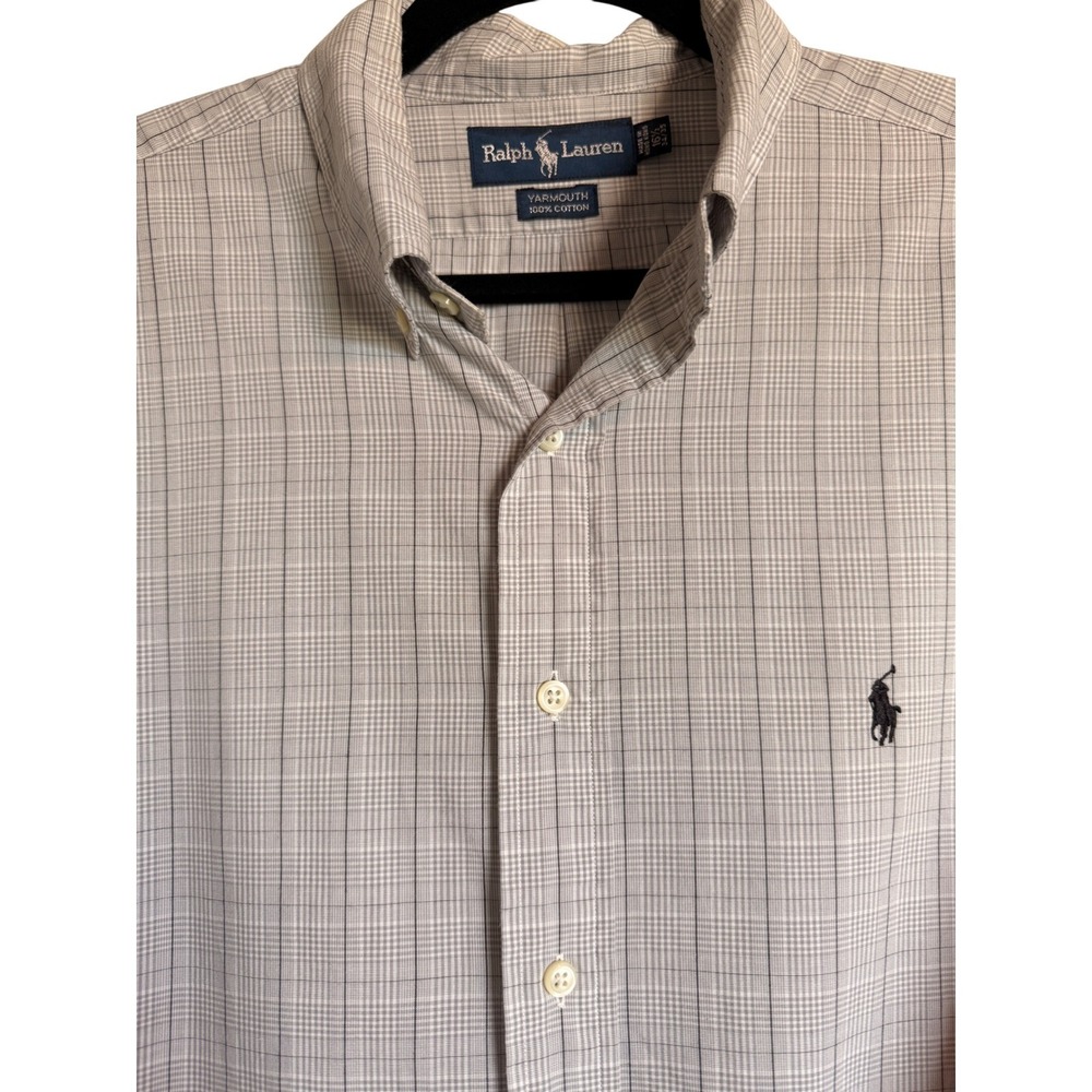 Preppy‎ Classic Office Ralph Lauren Yarmouth 34/35 Check Button Down Dress Shirt